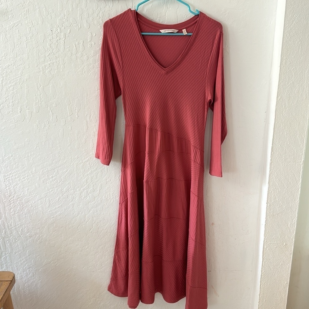 Soft Surroundings Pink Molly Fit & Flare Long Sleeve Textured Dress Small - Picture 3 of 9